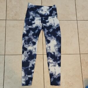 Womens Blue Tie-Dye Leggings